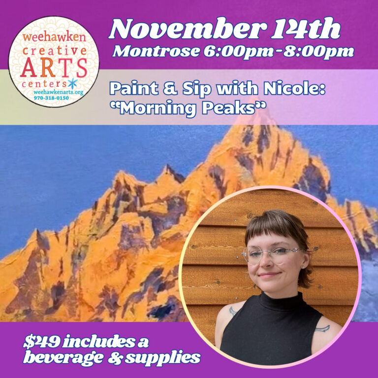 Paint and Sip with Nicole in Montrose, Colorado, featuring an acrylic landscape painting