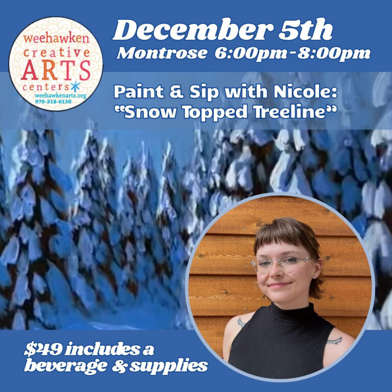 Paint and Sip with Nicole in Montrose, Colorado, featuring an acrylic landscape painting